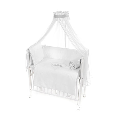 Beistellbett weiß mit Deko Schleifen und Nestchen