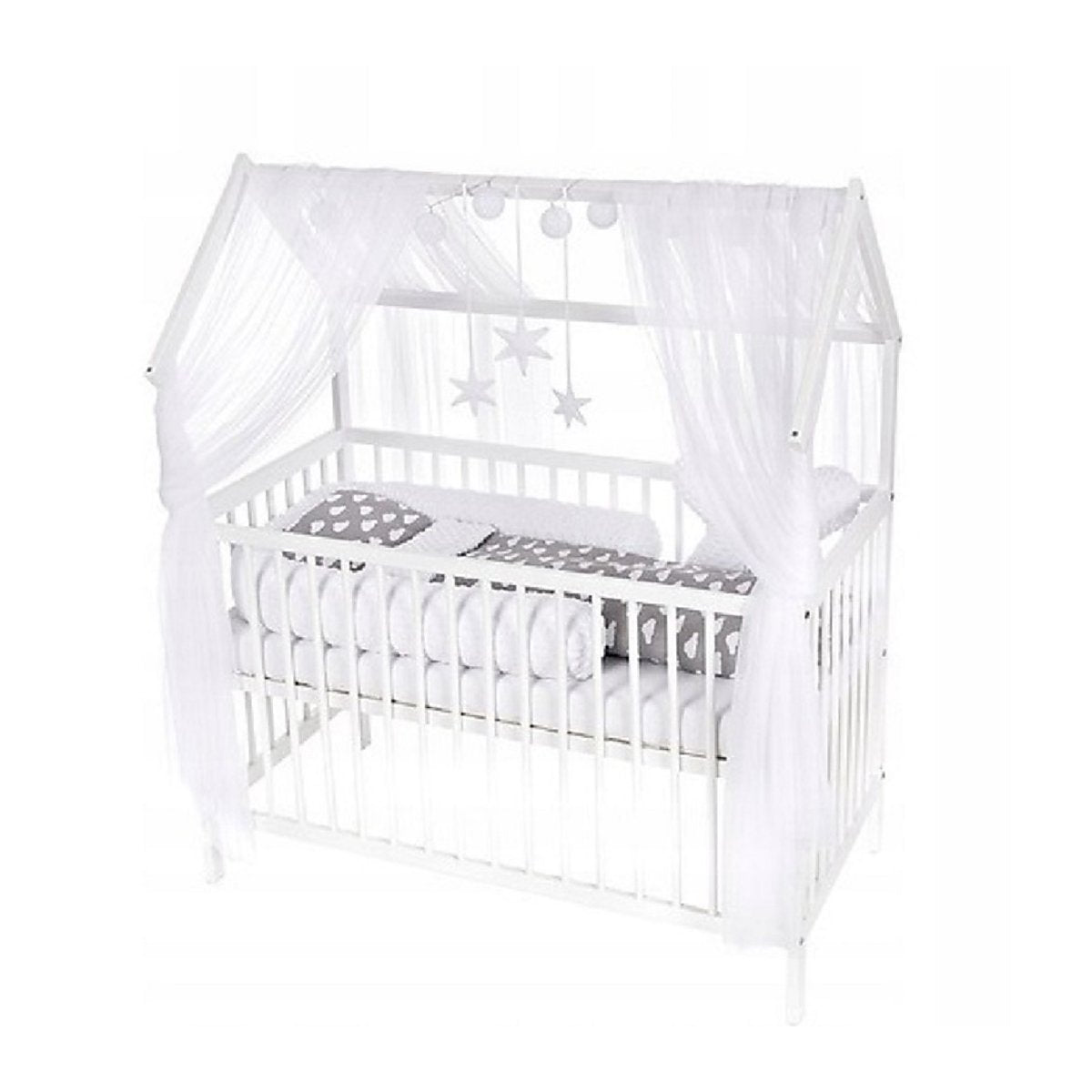 Babybett_Hausbett_Kinderbett_Matratze_Minky_Bettset_Wolken_royalbabybett
