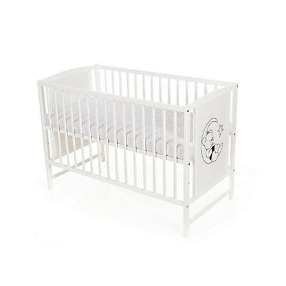 Babybett Teddybär weiß 60 × 120 mit Matratze