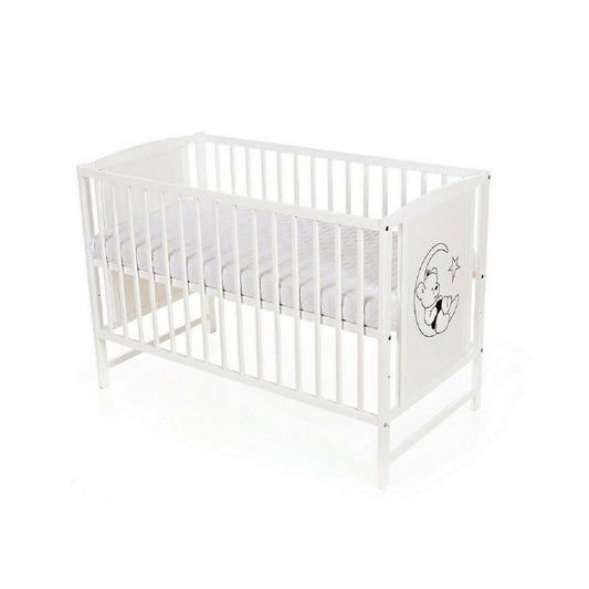 Babybett Teddybär weiß 60 × 120 mit Matratze