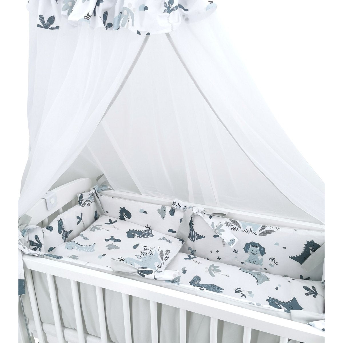 Beistellbett Baby Blau Dino komplett mit Matratze & Bettwäsche